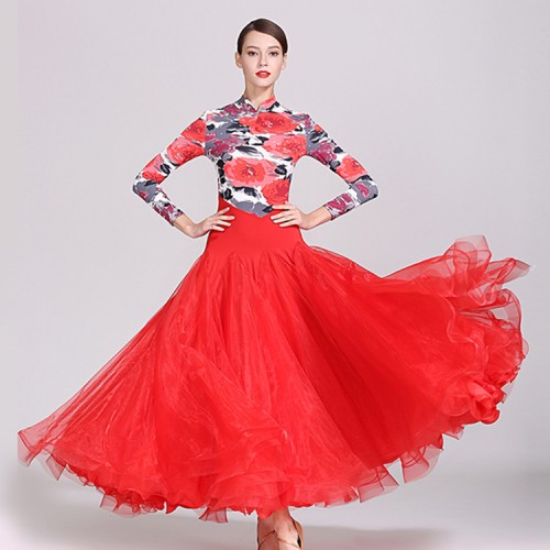 Women's flamenco ballroom dresses stage performance competition waltz tango dance skirts dress